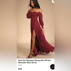 Lulu’s feel the romance off the shoulder maxi dress